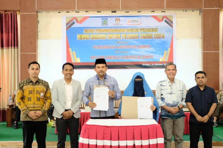 Bupati Dompu Bersama KPU dan Bawaslu Tandatangani NPHD Pilkada 2024