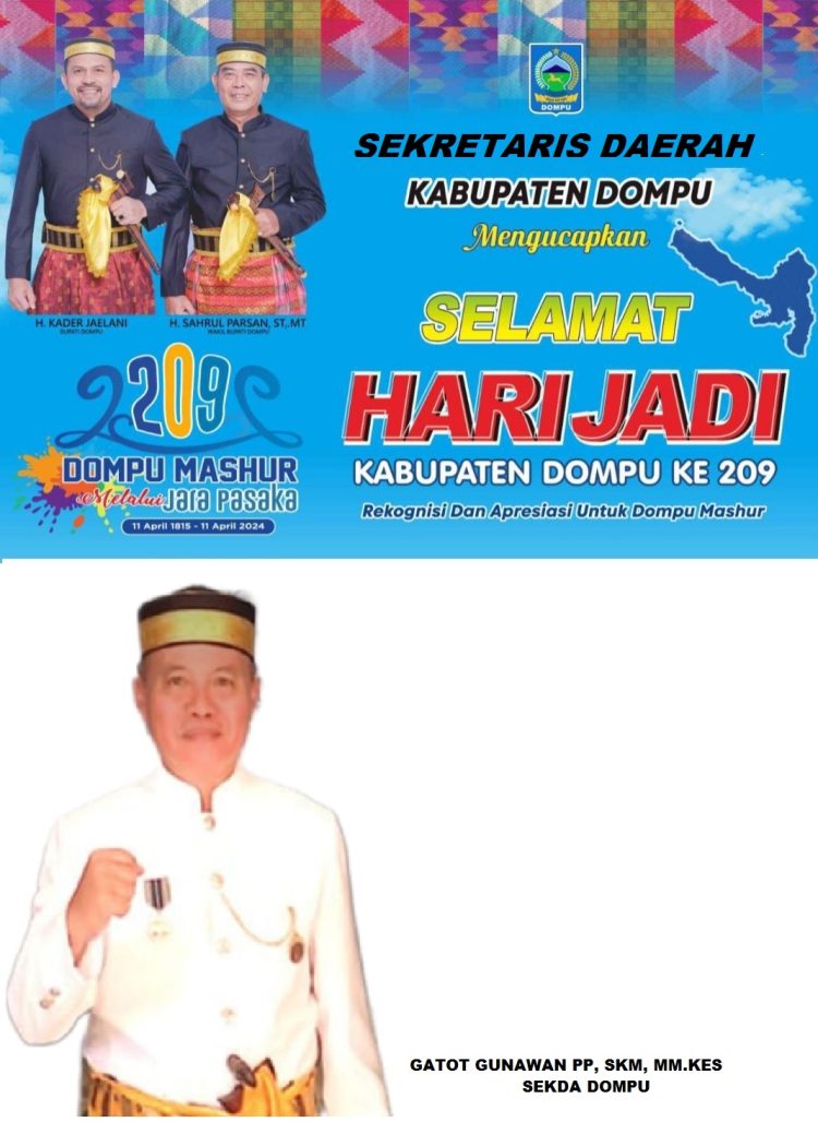 Sekretaris Daerah Kabupaten Dompu Mengucapkan Selamat Hari Jadi Kabupaten Dompu ke 209 Tahun 2024