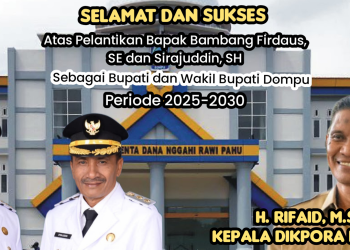 Dinas Dikpora Kabupaten Dompu Mengucapkan Selamat Atas Pelantikan Bupati dan Wakil Bupati Dompu 2025-2030