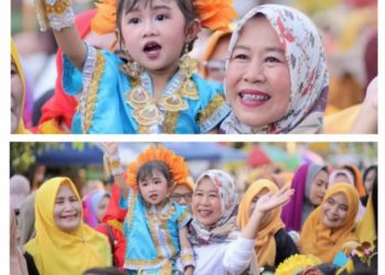 Momentum Karnaval, Bunda PAUD Berbagi Kebahagiaan Bersama Anak-Anak Dompu
